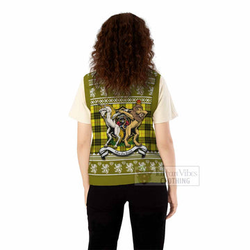 MacLeod (McLeod) Clan Tartan Crest Christmas Knitted V-Neck Vest Coat of Arms Funny Style - Tartan Vibes Clothing