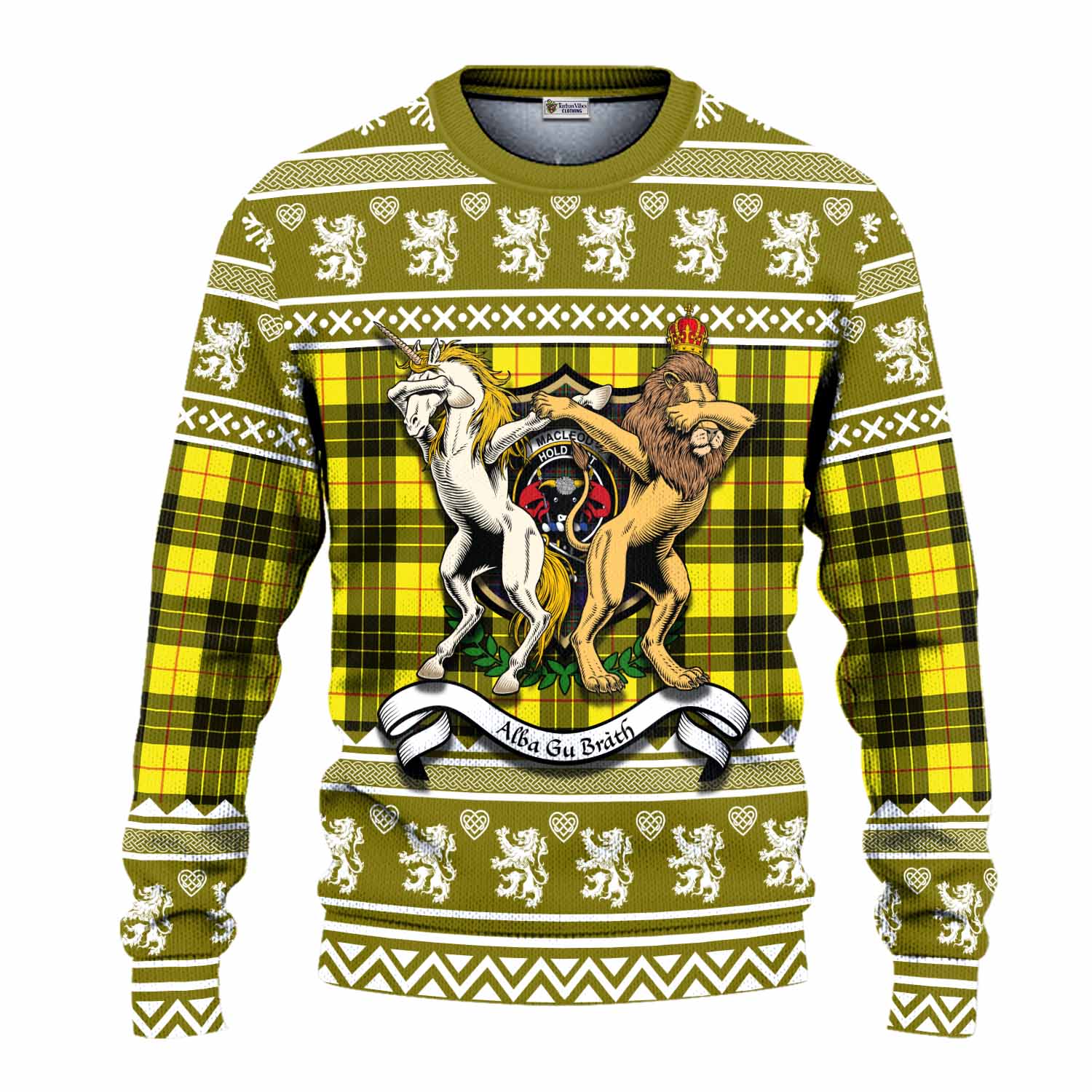 MacLeod (McLeod) Clan Tartan Crest Christmas Ugly Sweater Coat of Arms Funny Style - Tartan Vibes Clothing