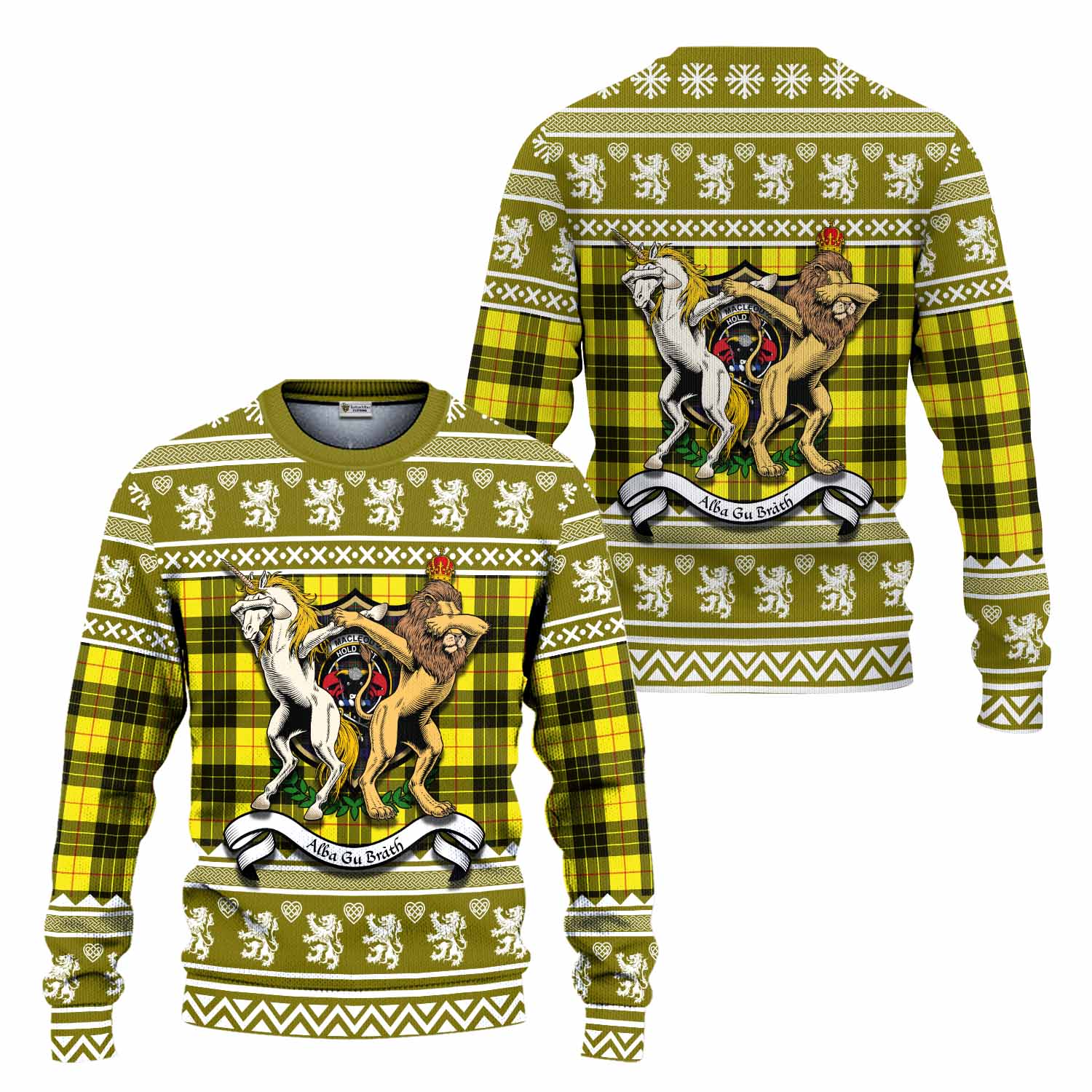 MacLeod (McLeod) Clan Tartan Crest Christmas Ugly Sweater Coat of Arms Funny Style - Tartan Vibes Clothing