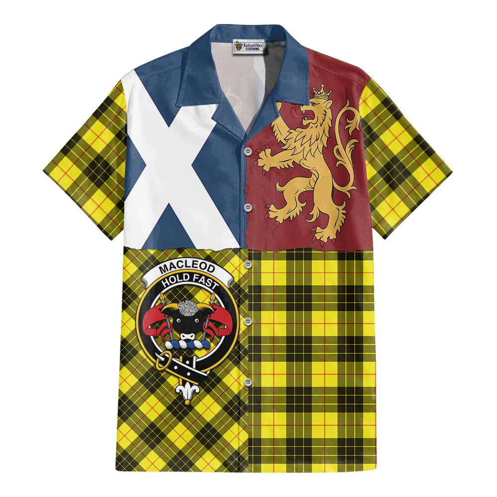 MacLeod (McLeod) Crest Tartan Cotton Hawaiian Shirt with Lion Rampant Saltire Style - Tartan Vibes Clothing
