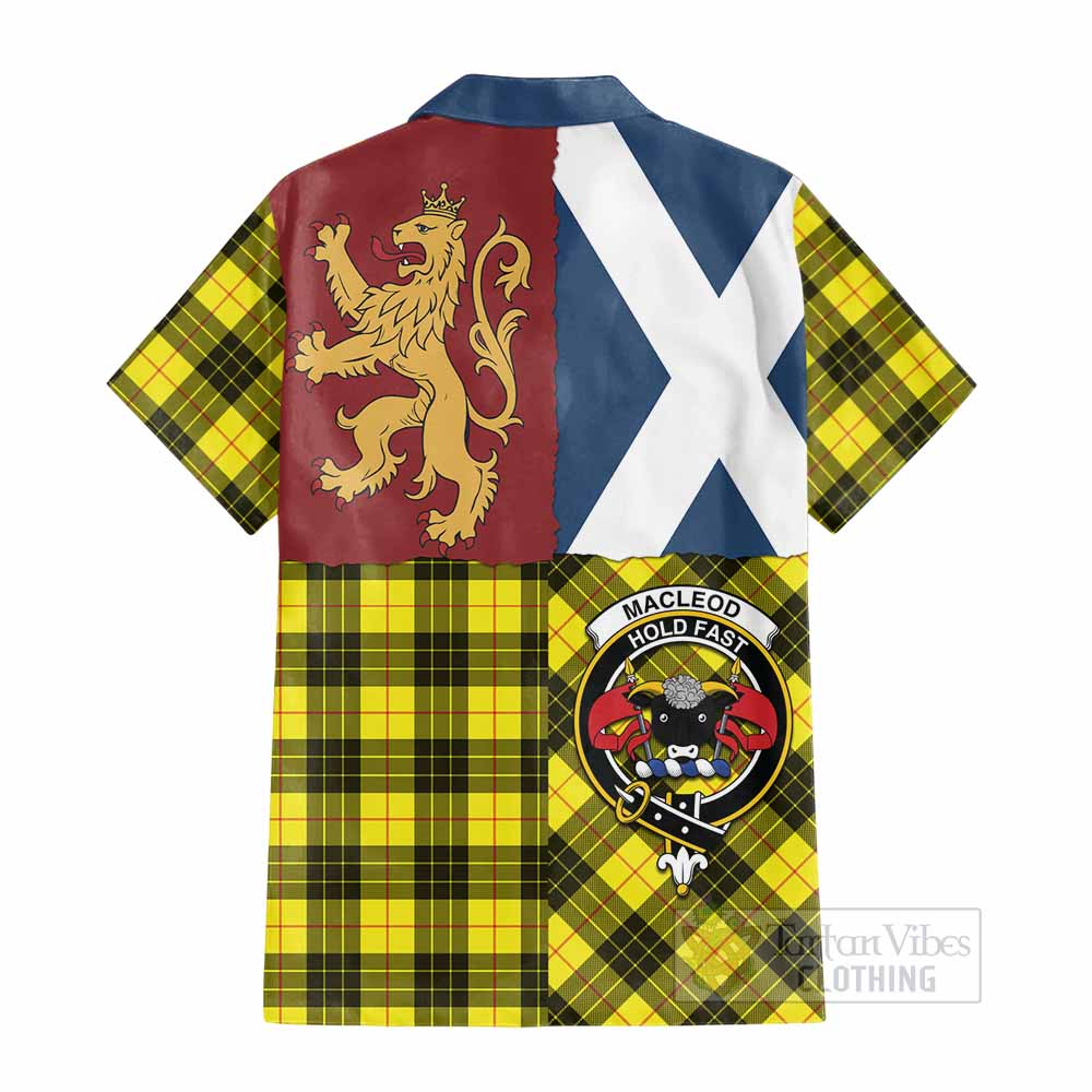 MacLeod (McLeod) Crest Tartan Cotton Hawaiian Shirt with Lion Rampant Saltire Style - Tartan Vibes Clothing