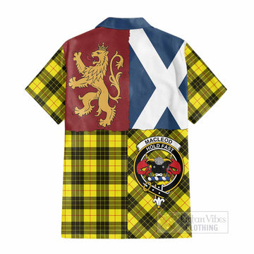 MacLeod (McLeod) Crest Tartan Cotton Hawaiian Shirt with Lion Rampant Saltire Style - Tartan Vibes Clothing