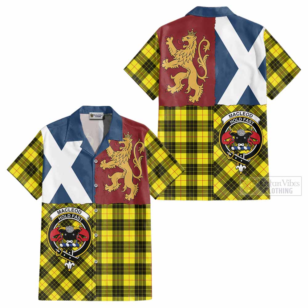 MacLeod (McLeod) Crest Tartan Cotton Hawaiian Shirt with Lion Rampant Saltire Style - Tartan Vibes Clothing