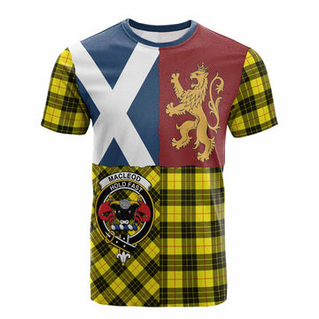 MacLeod (McLeod) Crest Tartan Cotton T-shirt with Lion Rampant Saltire Style