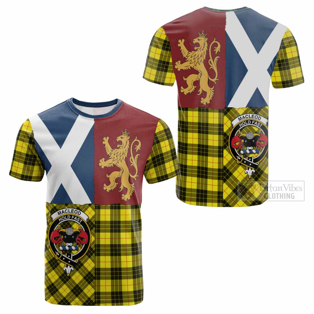 MacLeod (McLeod) Crest Tartan Cotton T-shirt with Lion Rampant Saltire Style - Tartan Vibes Clothing