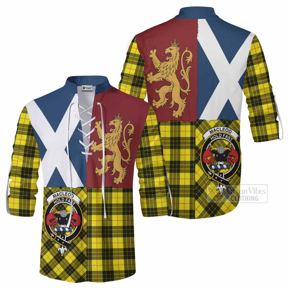MacLeod (McLeod) Crest Tartan Ghillie Shirt with Lion Rampant Saltire Style - Tartan Vibes Clothing