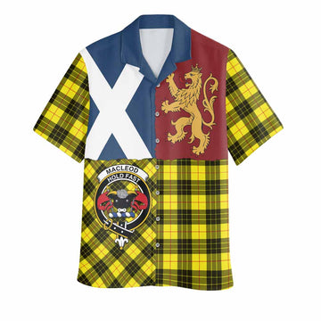 MacLeod (McLeod) Crest Tartan Hawaiian Shirt with Lion Rampant Saltire Style