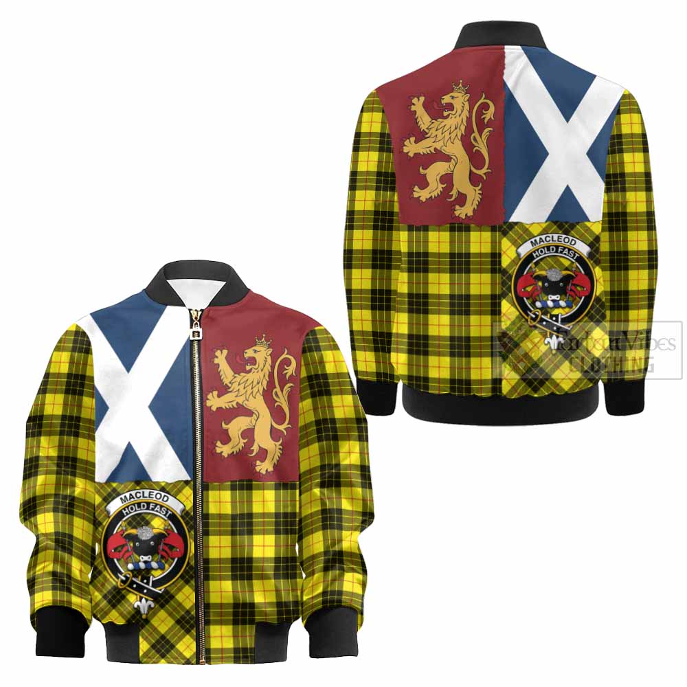 MacLeod (McLeod) Crest Tartan Kid Bomber Jacket with Lion Rampant Saltire Style - Tartan Vibes Clothing