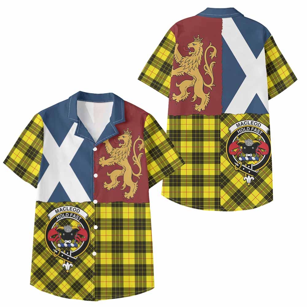 MacLeod (McLeod) Crest Tartan Kid Hawaiian Shirt with Lion Rampant Saltire Style - Tartan Vibes Clothing