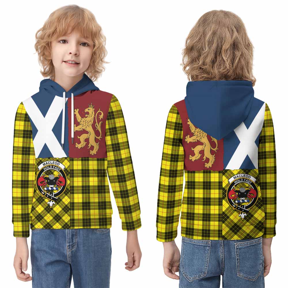 MacLeod (McLeod) Crest Tartan Kid Hoodie with Lion Rampant Saltire Style - Tartan Vibes Clothing