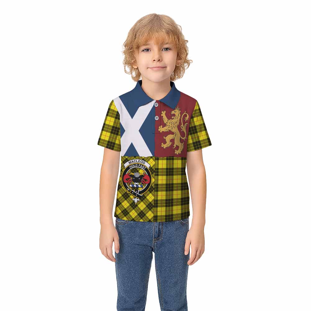MacLeod (McLeod) Crest Tartan Kid Polo Shirt with Lion Rampant Saltire Style - Tartan Vibes Clothing