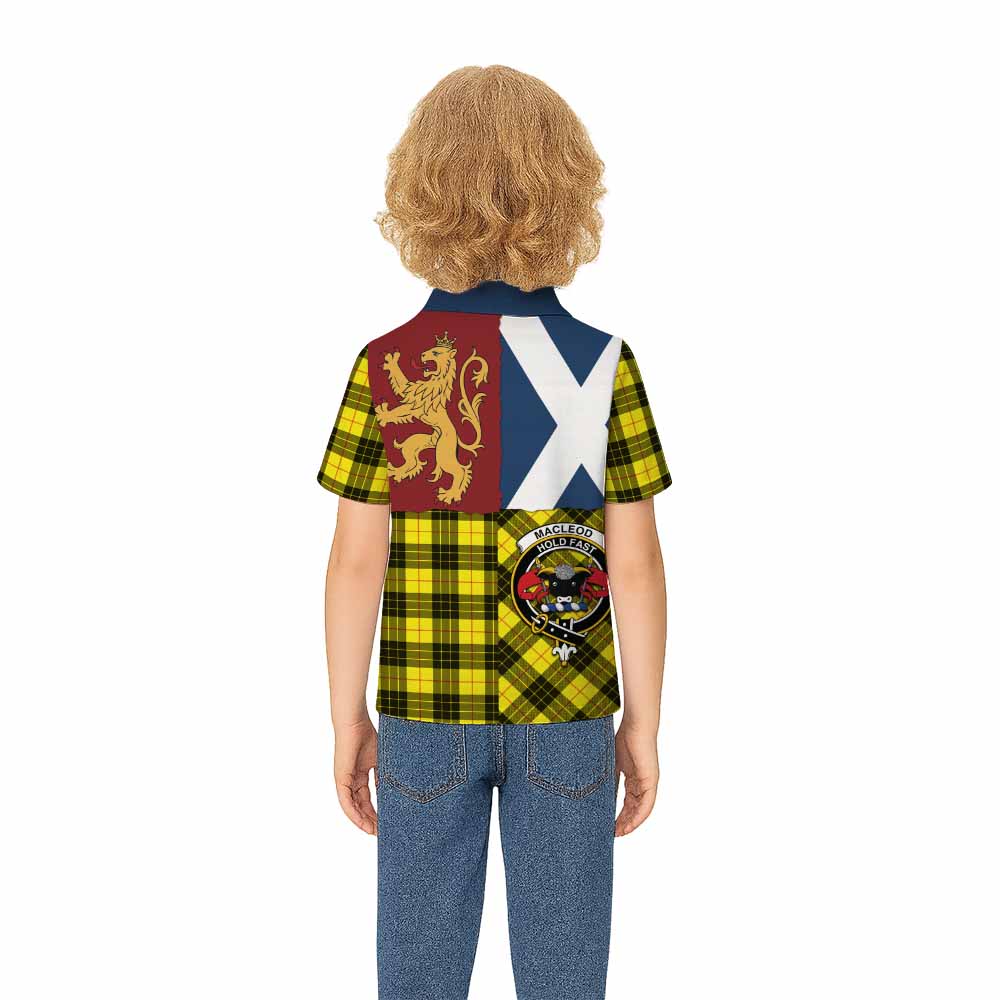 MacLeod (McLeod) Crest Tartan Kid Polo Shirt with Lion Rampant Saltire Style - Tartan Vibes Clothing