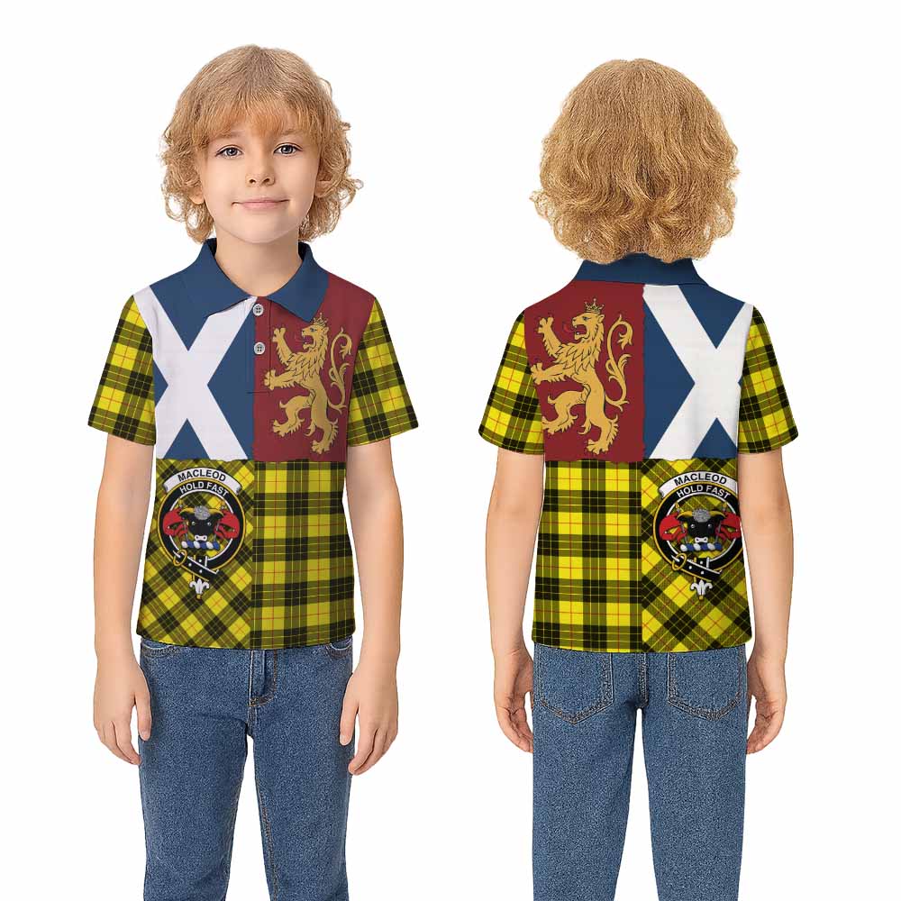 MacLeod (McLeod) Crest Tartan Kid Polo Shirt with Lion Rampant Saltire Style - Tartan Vibes Clothing