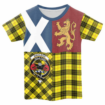 MacLeod (McLeod) Crest Tartan Kid T-shirt with Lion Rampant Saltire Style - Tartan Vibes Clothing