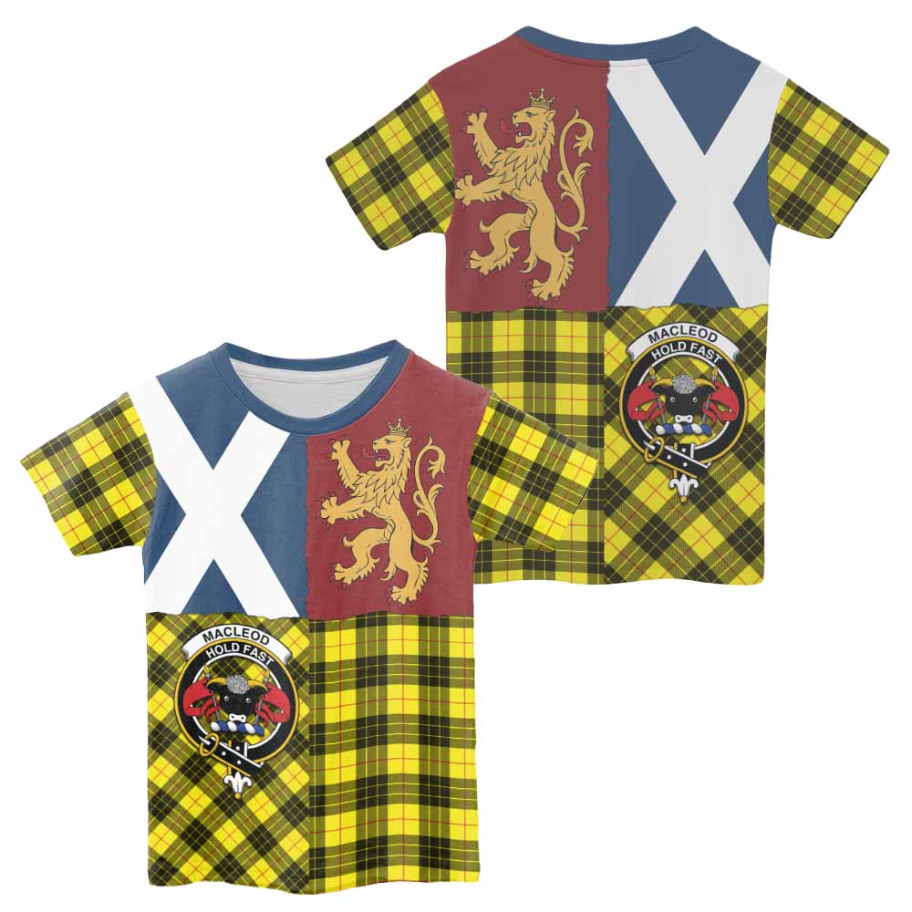MacLeod (McLeod) Crest Tartan Kid T-shirt with Lion Rampant Saltire Style - Tartan Vibes Clothing