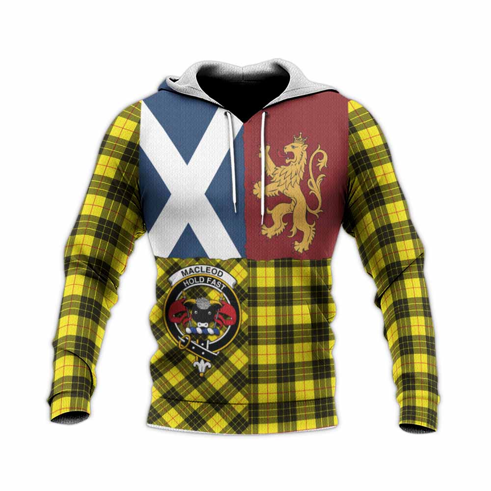 MacLeod (McLeod) Crest Tartan Knitted Hoodie with Lion Rampant Saltire Style
