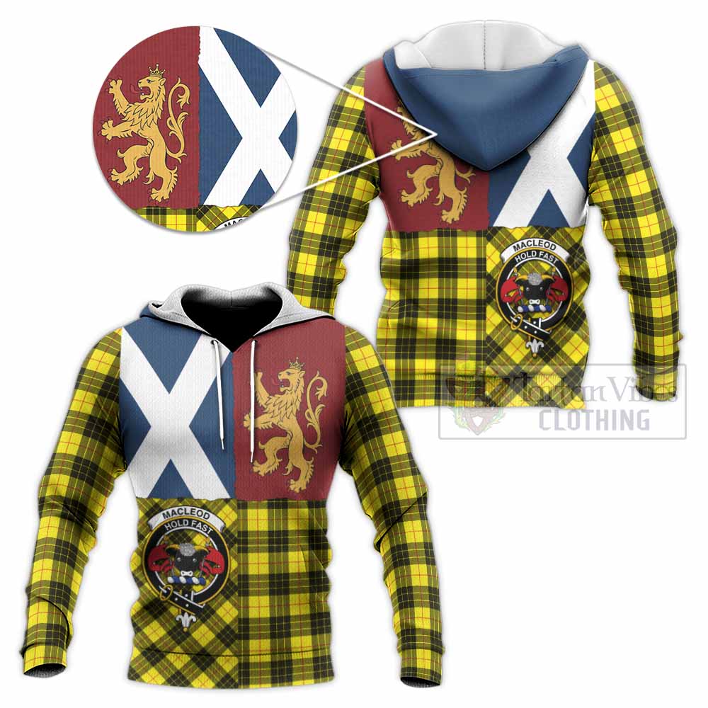 MacLeod (McLeod) Crest Tartan Knitted Hoodie with Lion Rampant Saltire Style