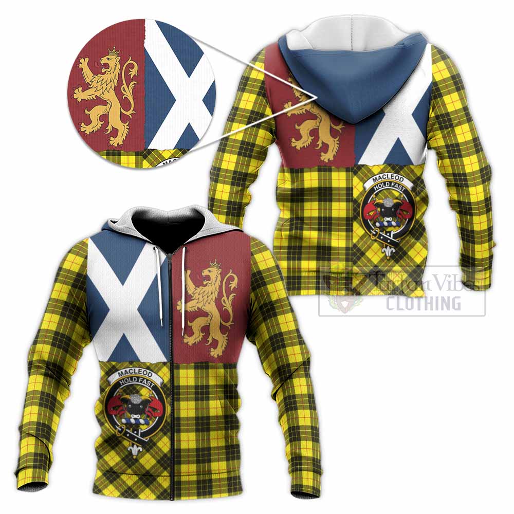 MacLeod (McLeod) Crest Tartan Knitted Hoodie with Lion Rampant Saltire Style