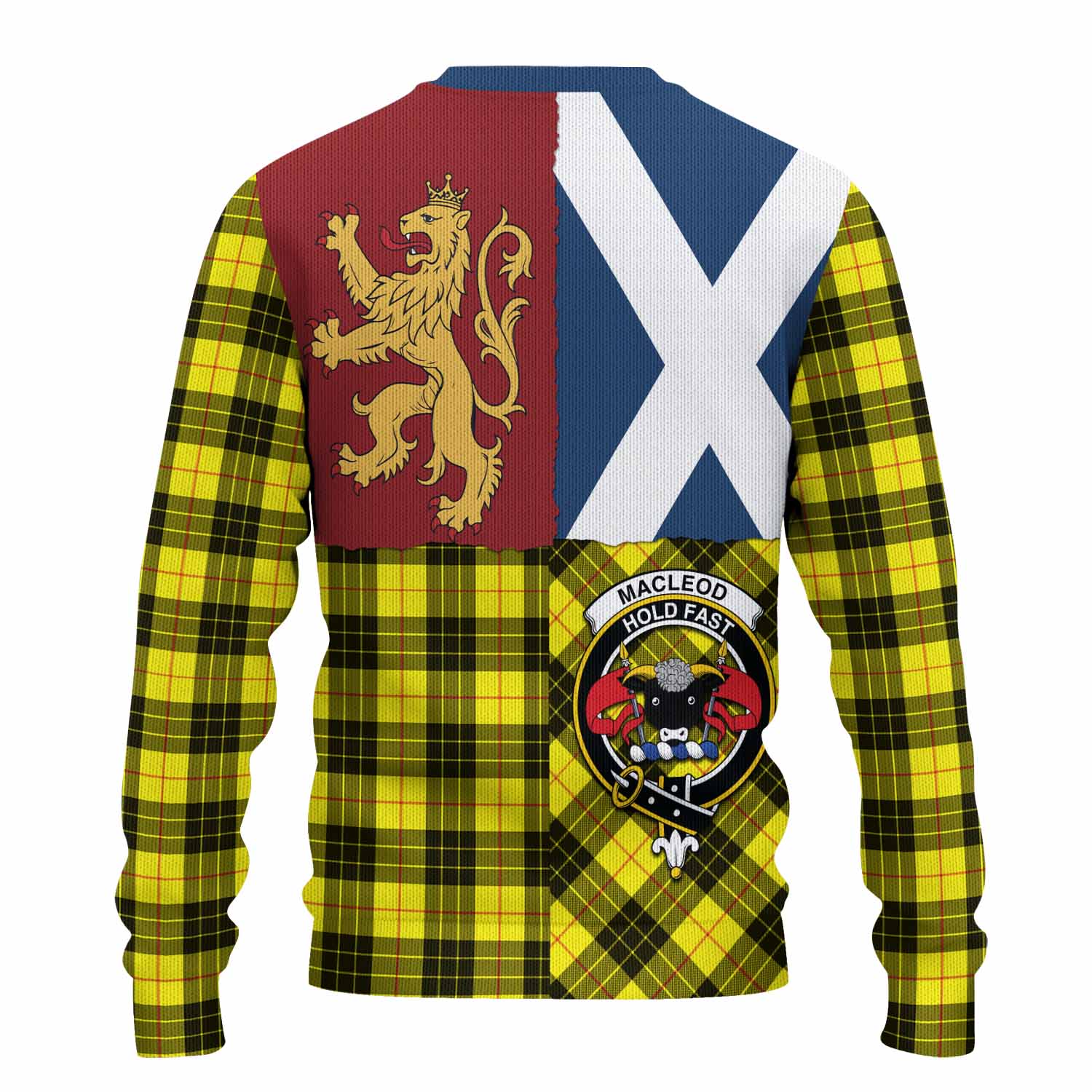 MacLeod (McLeod) Crest Tartan Knitted Sweater with Lion Rampant Saltire Style