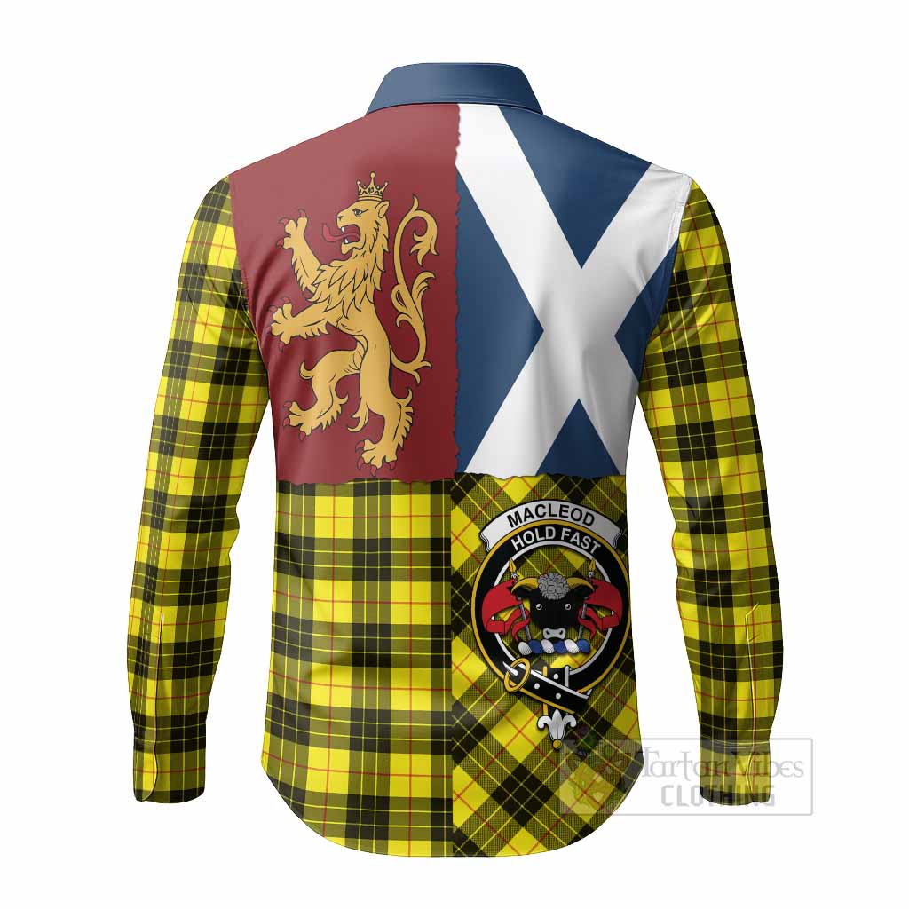 MacLeod (McLeod) Crest Tartan Long Sleeve Button Shirts with Lion Rampant Saltire Style
