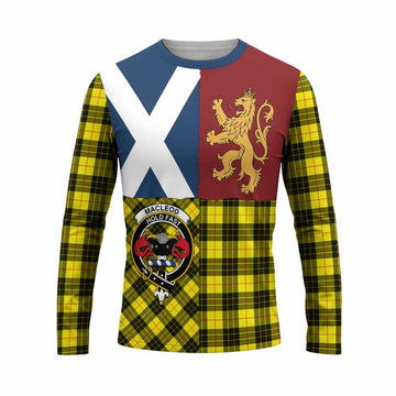 MacLeod (McLeod) Crest Tartan Long Sleeve T-Shirt with Lion Rampant Saltire Style