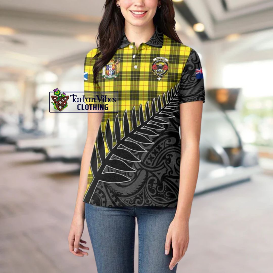 MacLeod (McLeod) Crest Tartan Women's Polo Shirt with New Zealand Silver Fern Half Style
