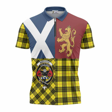 MacLeod (McLeod) Crest Tartan Zipper Polo Shirt with Lion Rampant Saltire Style