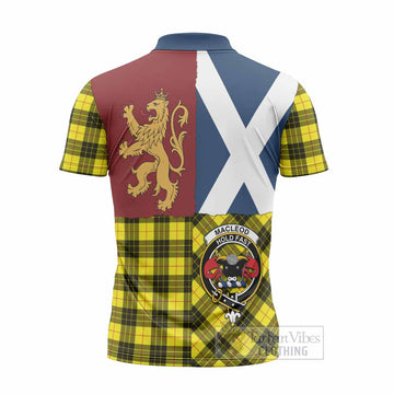 MacLeod (McLeod) Crest Tartan Zipper Polo Shirt with Lion Rampant Saltire Style