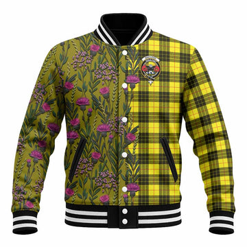 MacLeod (McLeod) Family Crest Tartan Baseball Jacket Scottish Thistle Flower Pattern Half Style