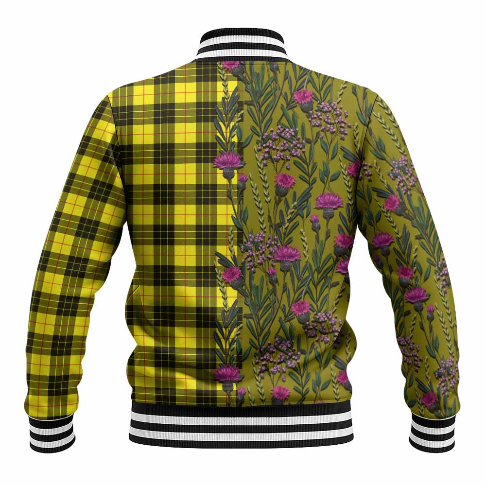 MacLeod (McLeod) Family Crest Tartan Baseball Jacket Scottish Thistle Flower Pattern Half Style - Tartan Vibes Clothing