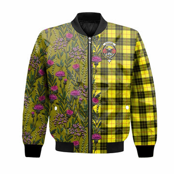 MacLeod (McLeod) Family Crest Tartan Bomber Jacket Scottish Thistle Flower Pattern Half Style