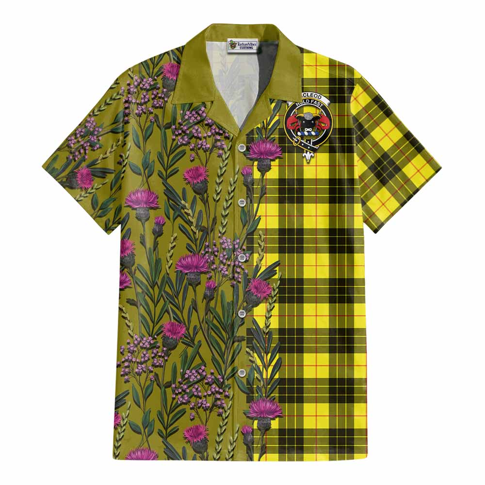 MacLeod (McLeod) Family Crest Tartan Cotton Hawaiian Shirt Scottish Thistle Flower Pattern Half Style - Tartan Vibes Clothing