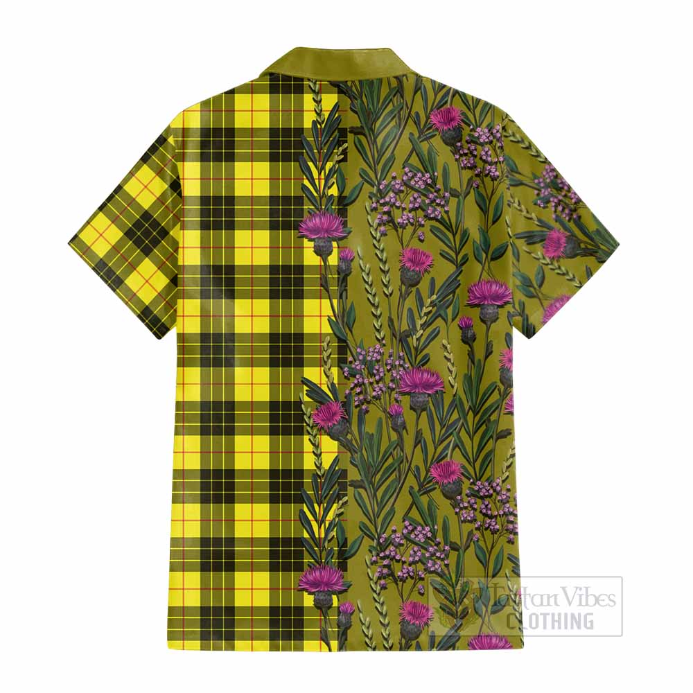 MacLeod (McLeod) Family Crest Tartan Cotton Hawaiian Shirt Scottish Thistle Flower Pattern Half Style - Tartan Vibes Clothing