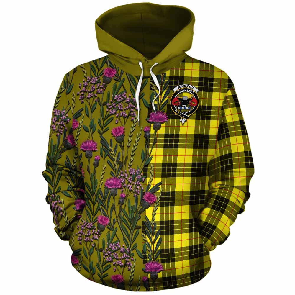 MacLeod (McLeod) Family Crest Tartan Cotton Hoodie Scottish Thistle Flower Pattern Half Style - Tartan Vibes Clothing