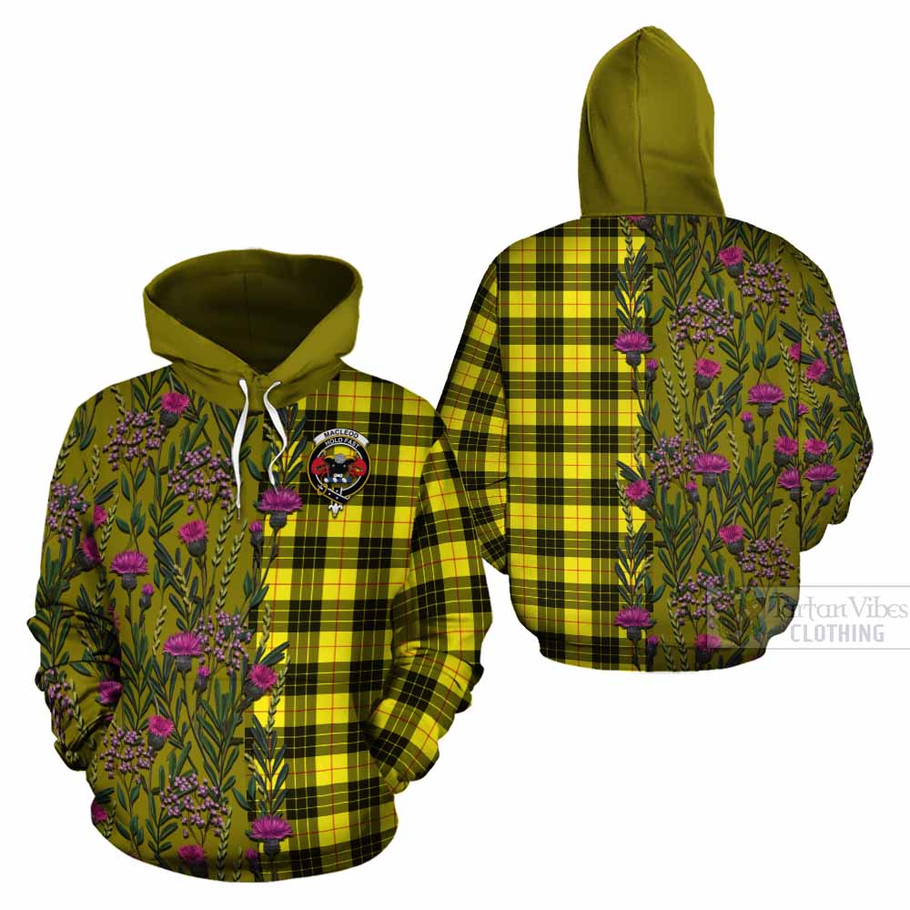 MacLeod (McLeod) Family Crest Tartan Cotton Hoodie Scottish Thistle Flower Pattern Half Style - Tartan Vibes Clothing