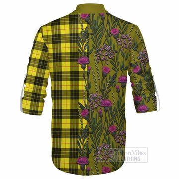 MacLeod (McLeod) Family Crest Tartan Ghillie Shirt Scottish Thistle Flower Pattern Half Style