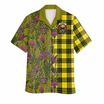 MacLeod (McLeod) Family Crest Tartan Hawaiian Shirt Scottish Thistle Flower Pattern Half Style - Tartan Vibes Clothing
