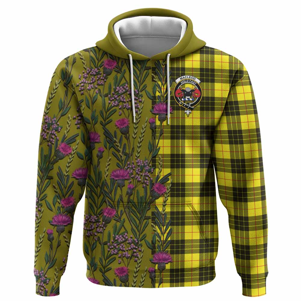MacLeod (McLeod) Family Crest Tartan Hoodie Scottish Thistle Flower Pattern Half Style - Tartan Vibes Clothing