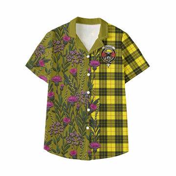 MacLeod (McLeod) Family Crest Tartan Kid Hawaiian Shirt Scottish Thistle Flower Pattern Half Style - Tartan Vibes Clothing