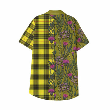 MacLeod (McLeod) Family Crest Tartan Kid Hawaiian Shirt Scottish Thistle Flower Pattern Half Style - Tartan Vibes Clothing