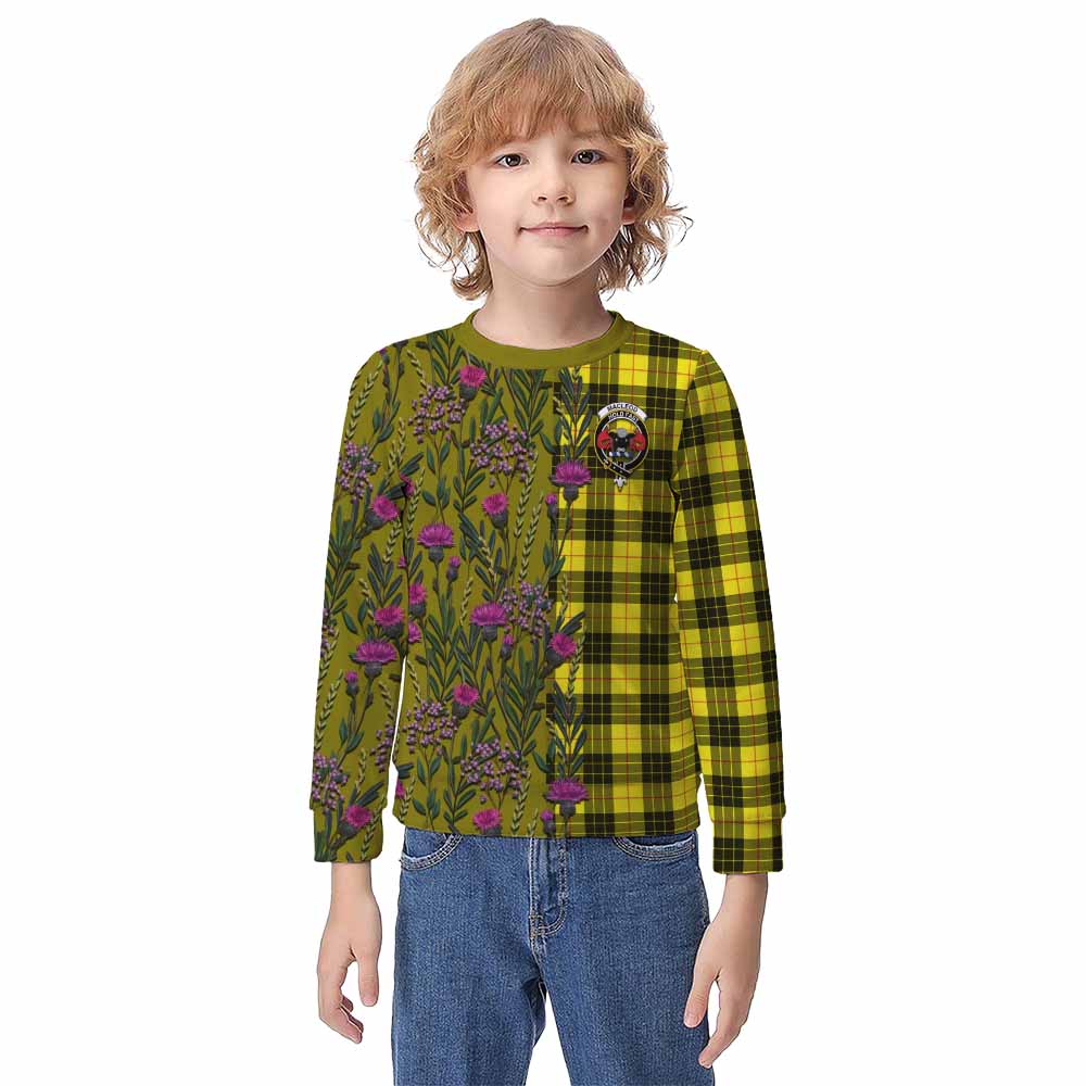 MacLeod (McLeod) Family Crest Tartan Kid Knitted Sweatshirt Scottish Thistle Flower Pattern Half Style - Tartan Vibes Clothing
