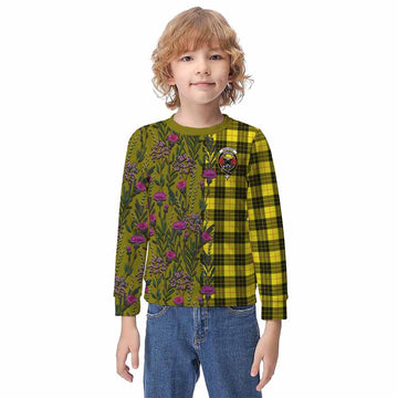 MacLeod (McLeod) Family Crest Tartan Kid Knitted Sweatshirt Scottish Thistle Flower Pattern Half Style - Tartan Vibes Clothing
