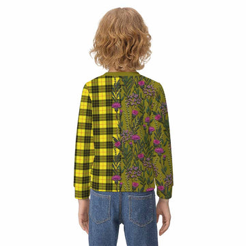 MacLeod (McLeod) Family Crest Tartan Kid Knitted Sweatshirt Scottish Thistle Flower Pattern Half Style - Tartan Vibes Clothing