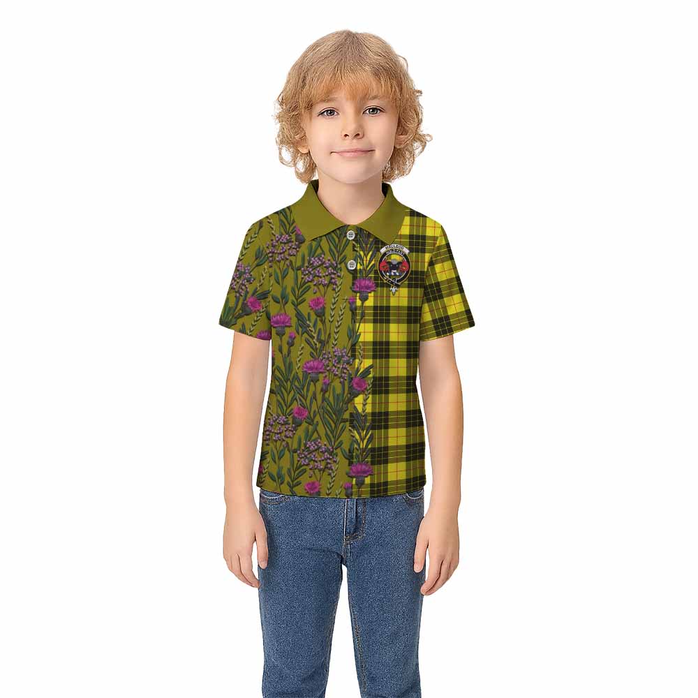 MacLeod (McLeod) Family Crest Tartan Kid Polo Shirt Scottish Thistle Flower Pattern Half Style - Tartan Vibes Clothing