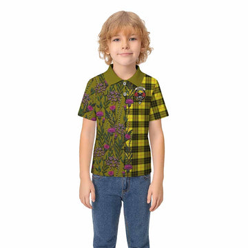 MacLeod (McLeod) Family Crest Tartan Kid Polo Shirt Scottish Thistle Flower Pattern Half Style