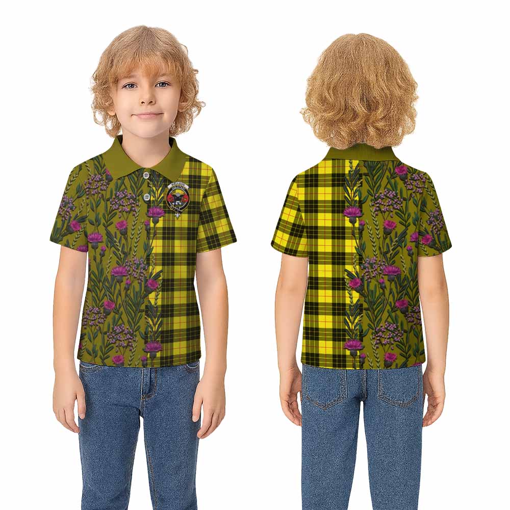 MacLeod (McLeod) Family Crest Tartan Kid Polo Shirt Scottish Thistle Flower Pattern Half Style - Tartan Vibes Clothing