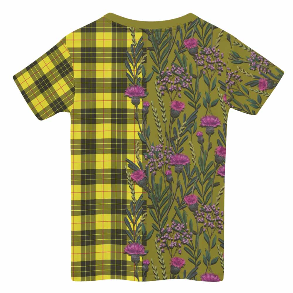 MacLeod (McLeod) Family Crest Tartan Kid T-shirt Scottish Thistle Flower Pattern Half Style - Tartan Vibes Clothing