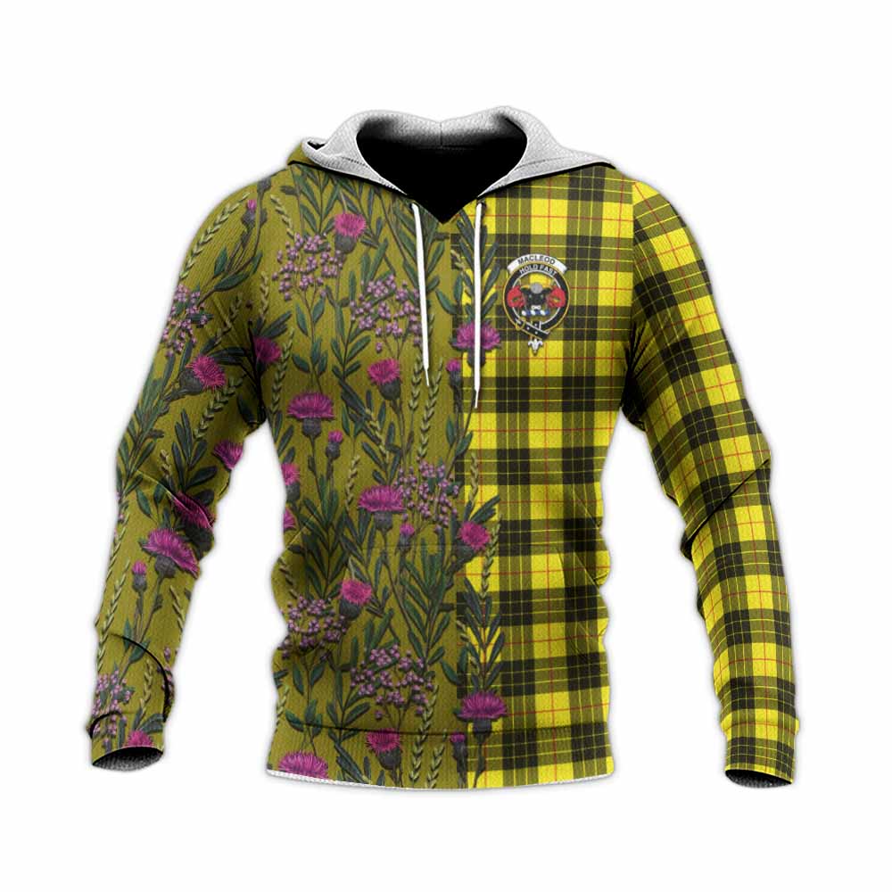 MacLeod (McLeod) Family Crest Tartan Knitted Hoodie Scottish Thistle Flower Pattern Half Style - Tartan Vibes Clothing