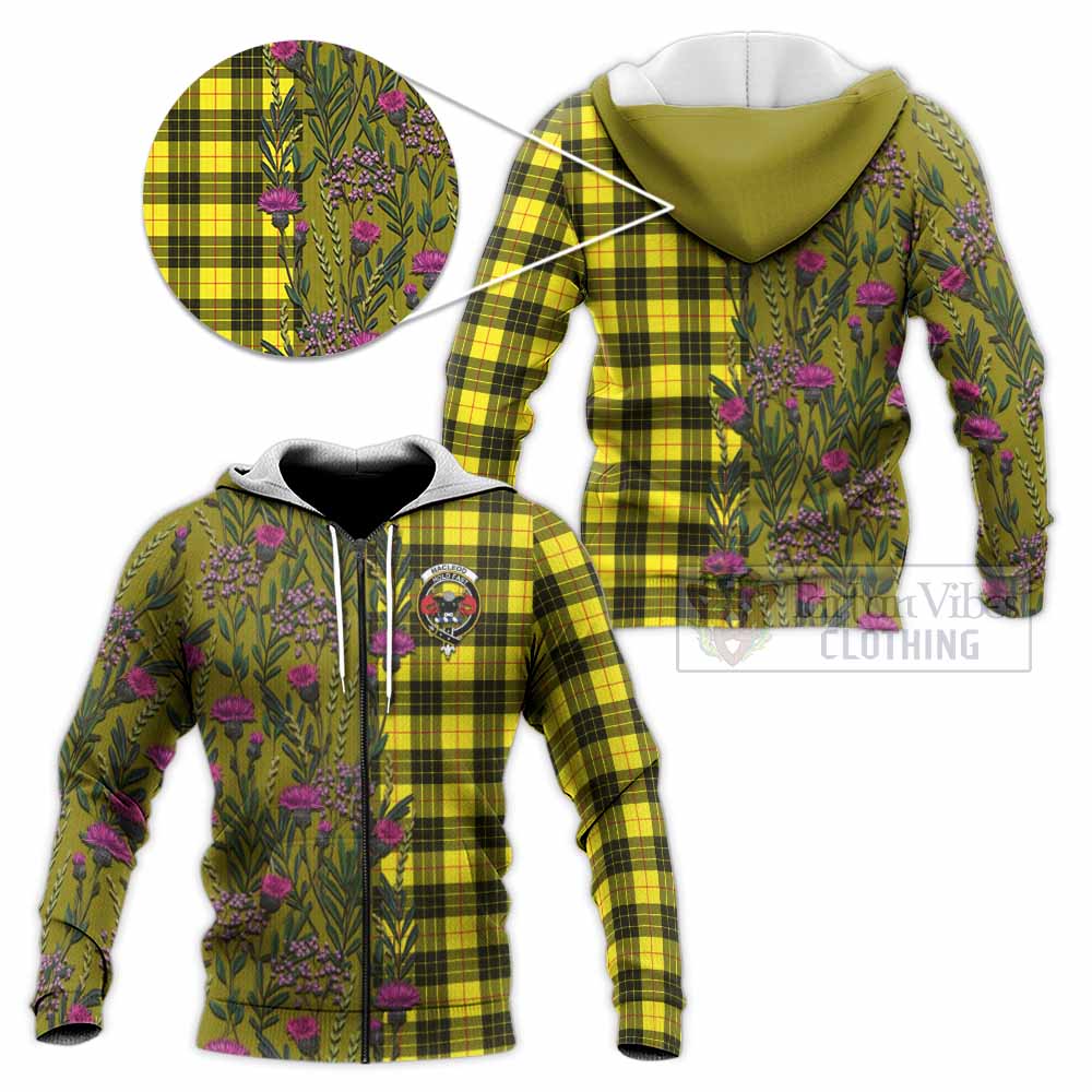 MacLeod (McLeod) Family Crest Tartan Knitted Hoodie Scottish Thistle Flower Pattern Half Style - Tartan Vibes Clothing