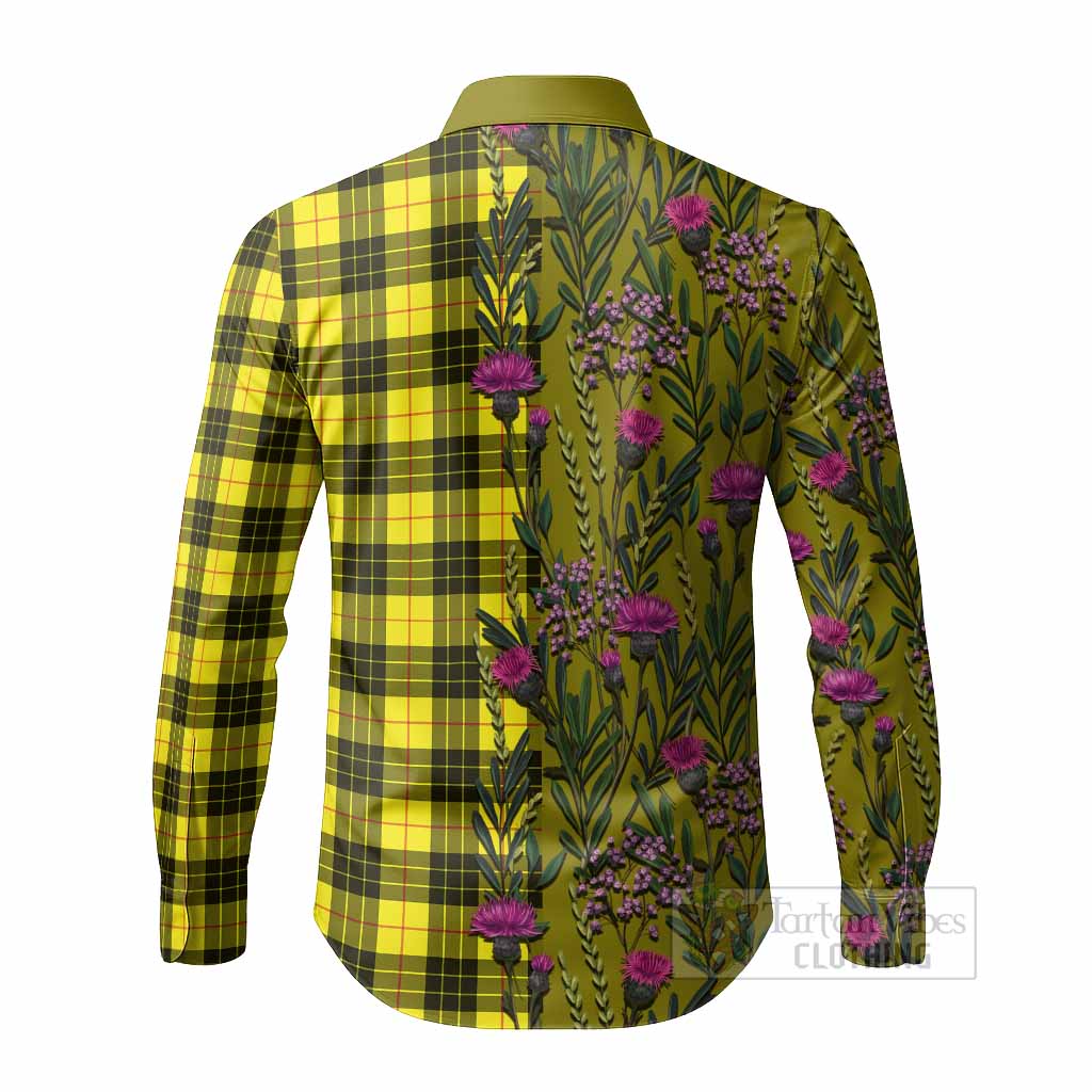 MacLeod (McLeod) Family Crest Tartan Long Sleeve Button Shirts Scottish Thistle Flower Pattern Half Style - Tartan Vibes Clothing